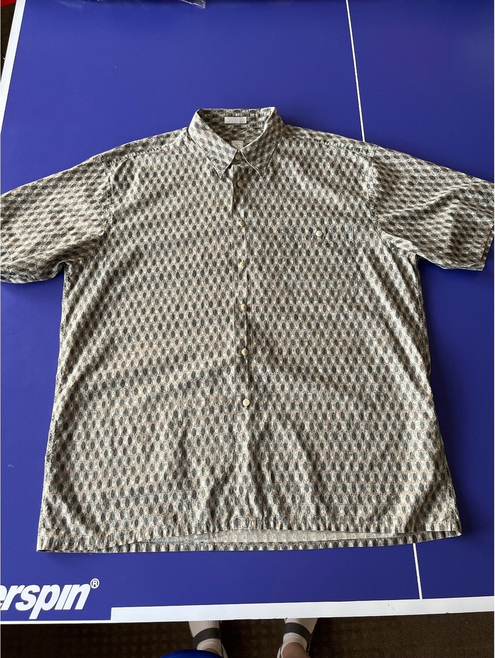 Vintage Burma Bibas Mens Shirt Bottom Down Short Sleeve XL 2XL Hong Kong Cotton